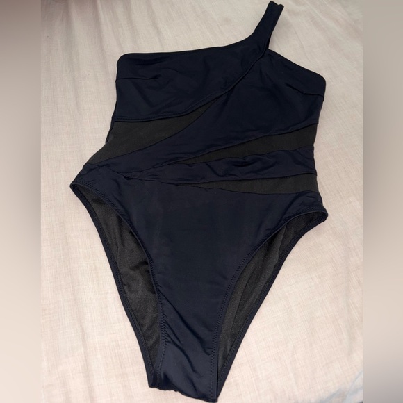 Fashion Nova Black One-Shoulder Swimsuit - Picture 3 of 4